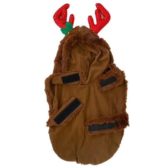 Pet Holiday Reindeer Fuzzy Glitter Pet Costume - Picture 3 of 6